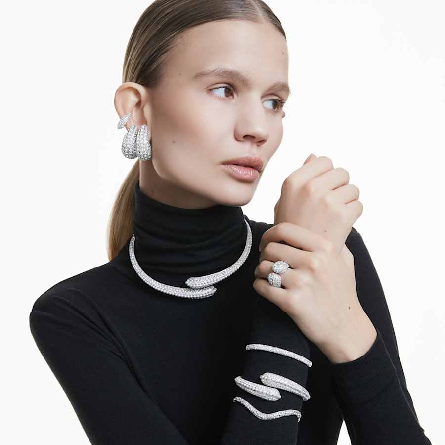 PULSERA SWAROVSKI SUBLIMA TALLA REDONDA, BLANCO, BAÑO DE RODIO, TALLA S