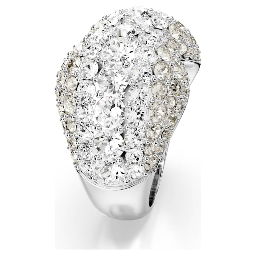 ANILLO SWAROVSKI SUBLIMA TALLA REDONDA, BLANCO, BAÑO DE RODIO