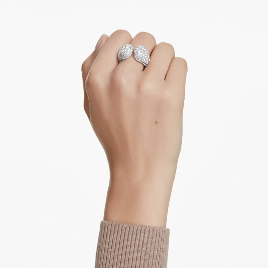 ANILLO SWAROVSKI SUBLIMA TALLA REDONDA, BLANCO, BAÑO DE RODIO