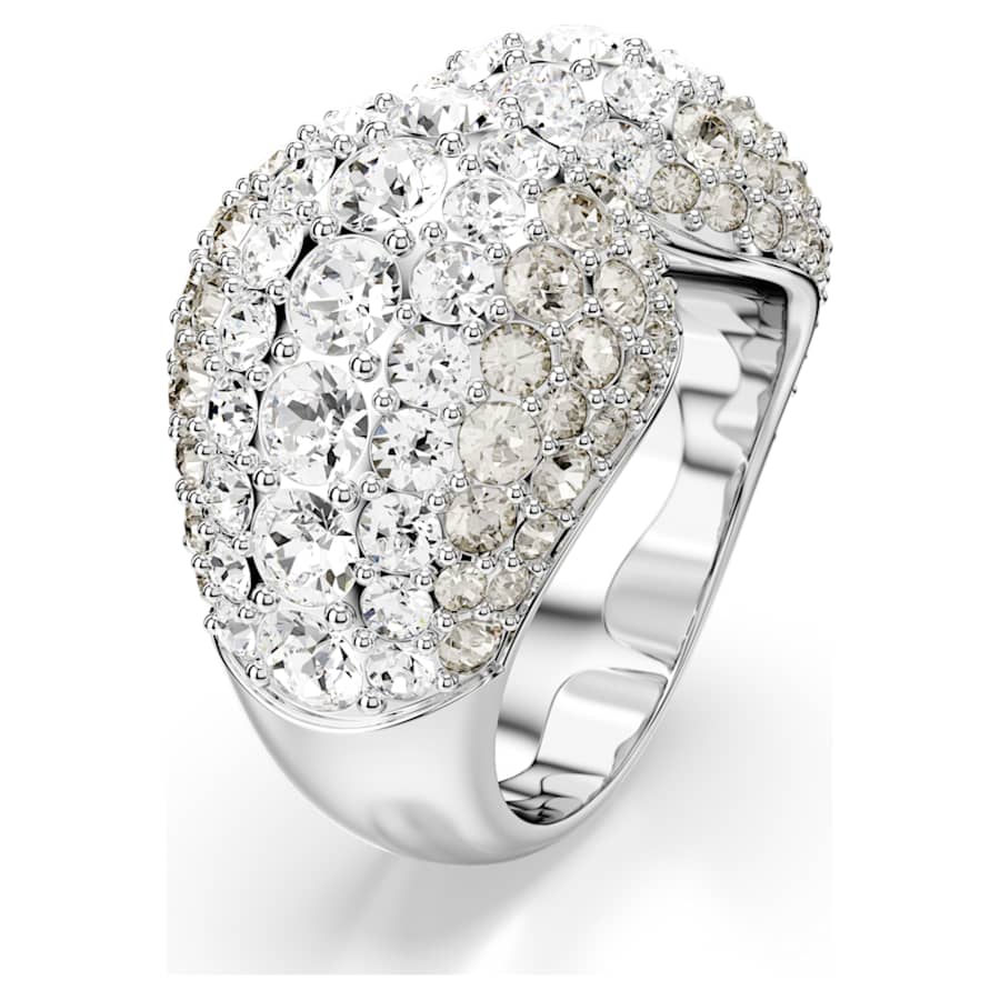 ANILLO SWAROVSKI SUBLIMA TALLA REDONDA, BLANCO, BAÑO DE RODIO