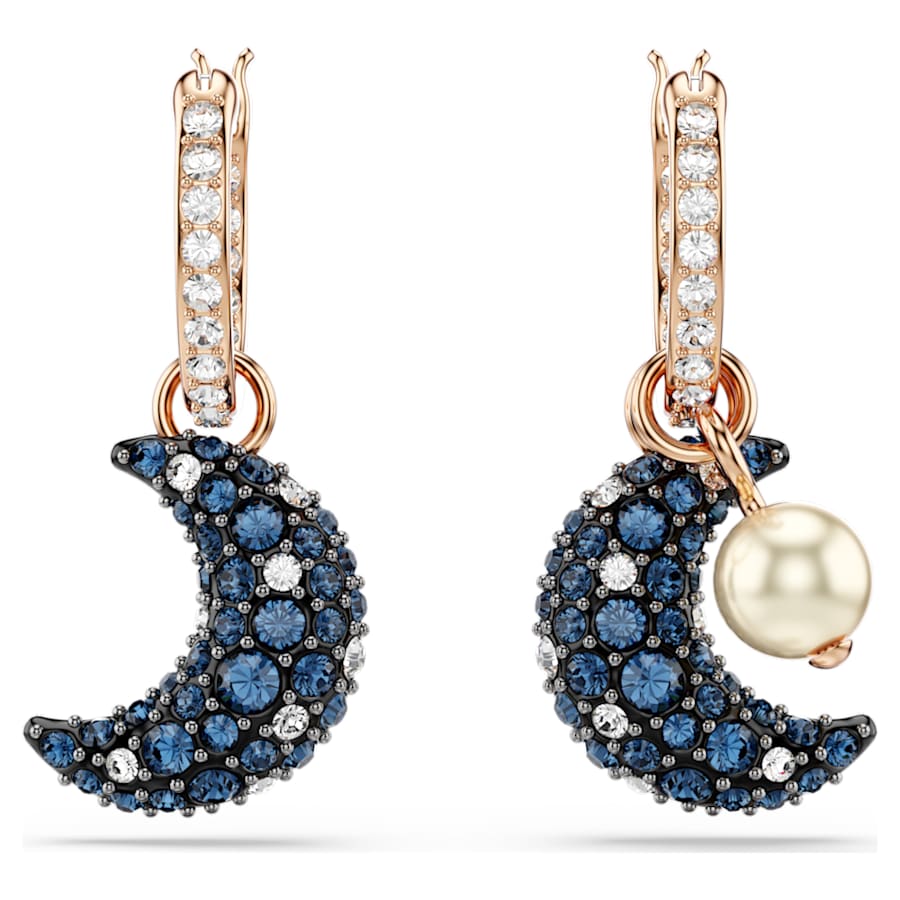 ARETES SWAROVSKI LUNA, CRYSTAL PEARLS, MULTICOLOR, BAÑO TONO ORO ROSA