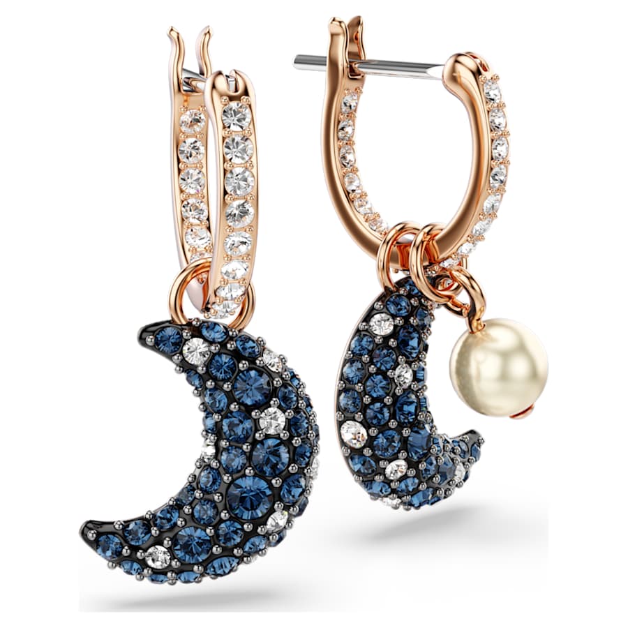 ARETES SWAROVSKI LUNA, CRYSTAL PEARLS, MULTICOLOR, BAÑO TONO ORO ROSA