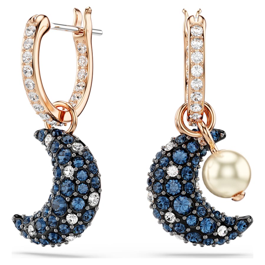 ARETES SWAROVSKI LUNA, CRYSTAL PEARLS, MULTICOLOR, BAÑO TONO ORO ROSA