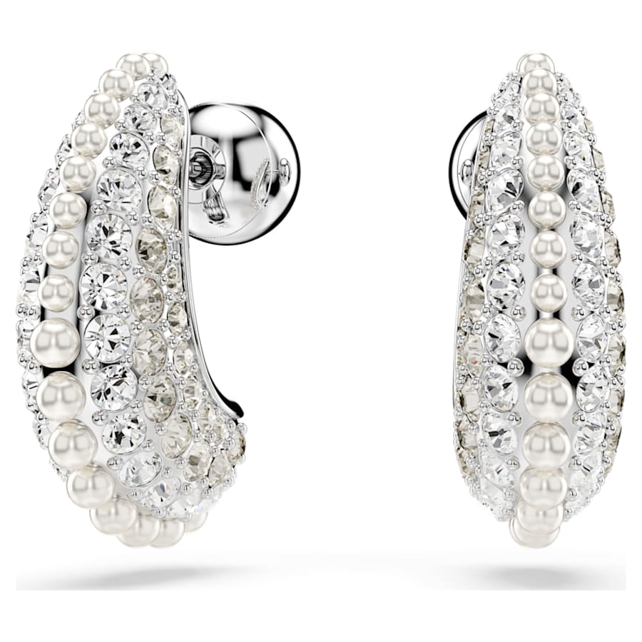 ARETES SWAROVSKI SUBLIMA CRYSTAL PEARLS, TALLA REDONDA, PEQUECÑOS, BLANCO, BAÑO DE RODIO