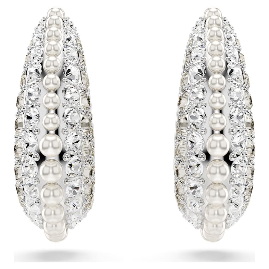 ARETES SWAROVSKI SUBLIMA CRYSTAL PEARLS, TALLA REDONDA, PEQUECÑOS, BLANCO, BAÑO DE RODIO