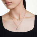 COLLAR SWAROVSKI EN CAPAS METEORA BLANCO, BAÑO TONO ORO