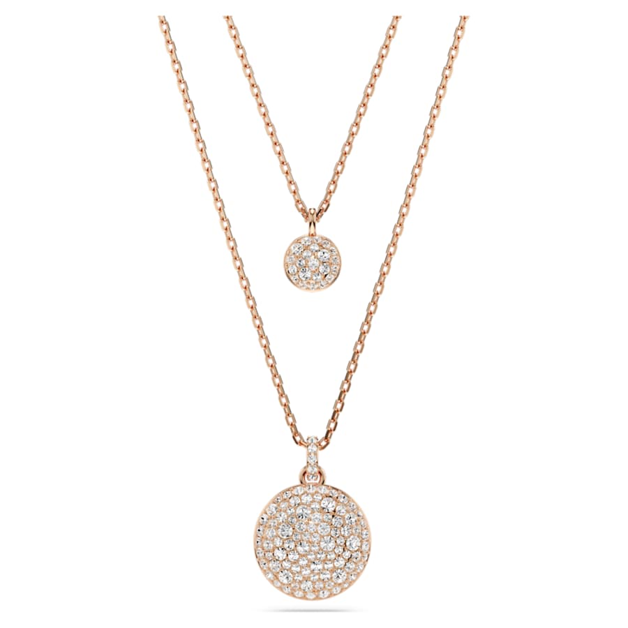 COLLAR SWAROVSKI METEORA EN CAPAS, BLANCO, BAÑO TONO ORO ROSA