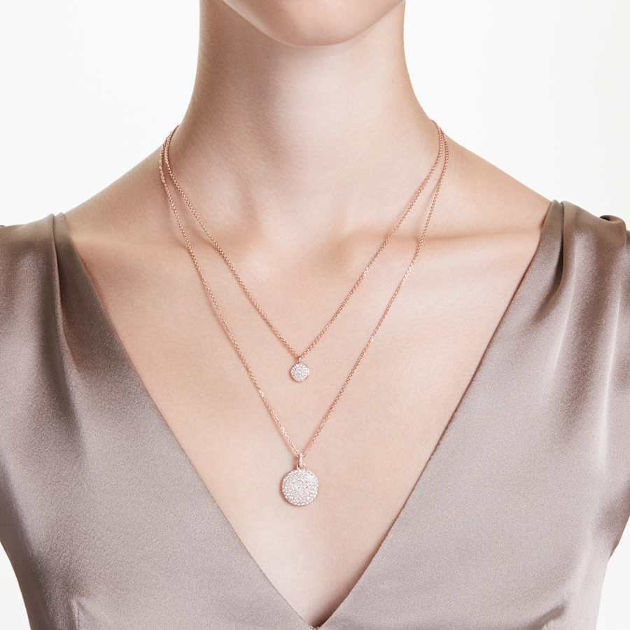 COLLAR SWAROVSKI METEORA EN CAPAS, BLANCO, BAÑO TONO ORO ROSA