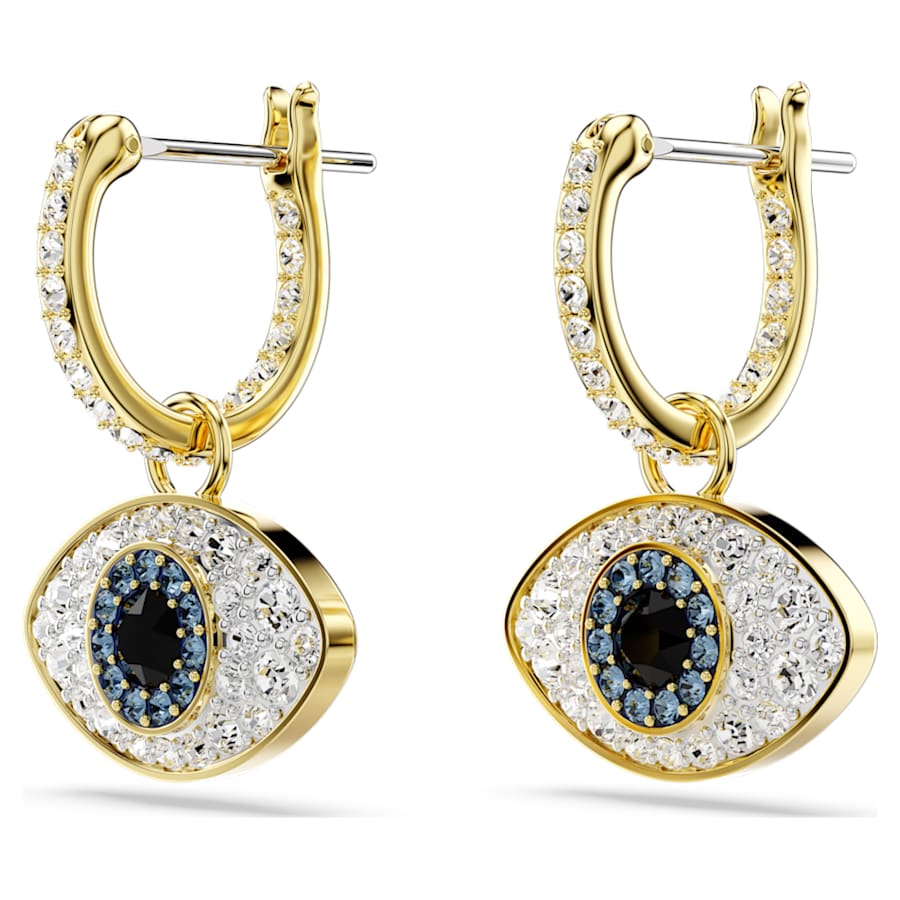 ARETES SWAROVSKI SYMBOLICA OJO TURCO, AZULES, BAÑO TONO ORO