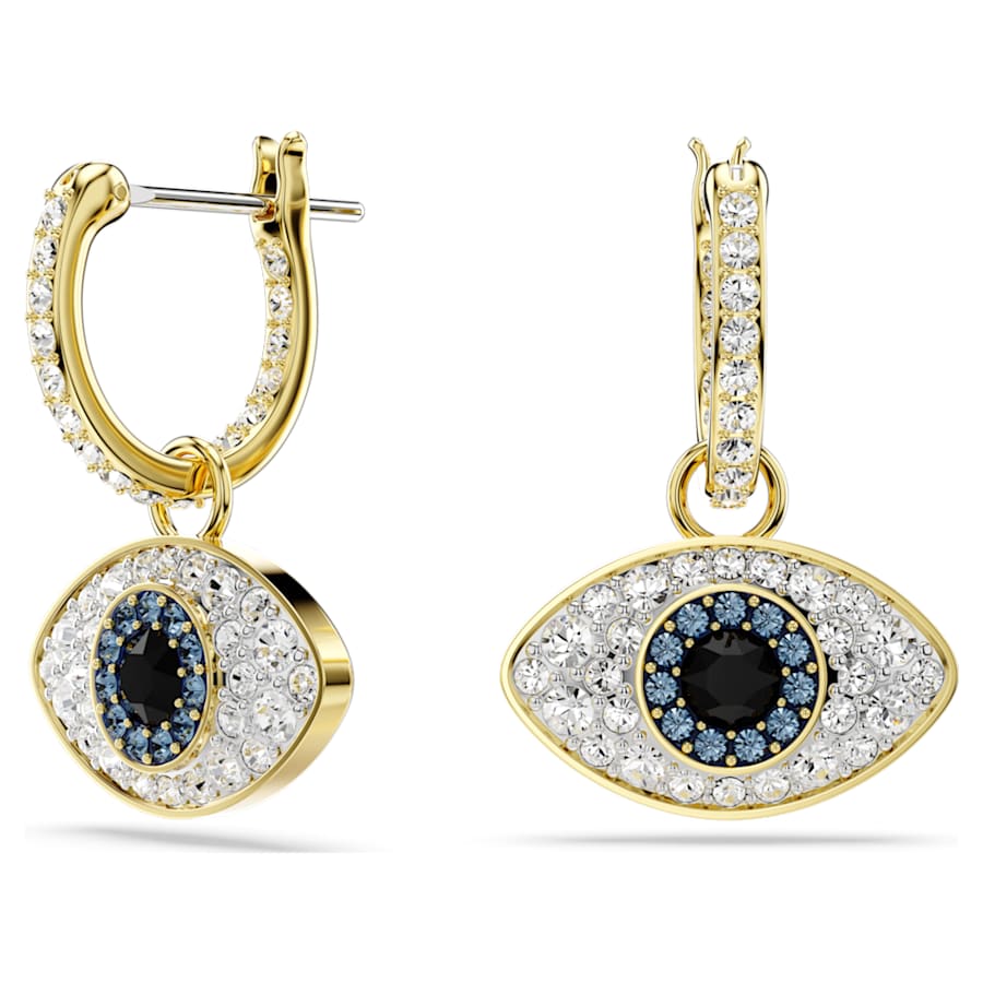 ARETES SWAROVSKI SYMBOLICA OJO TURCO, AZULES, BAÑO TONO ORO