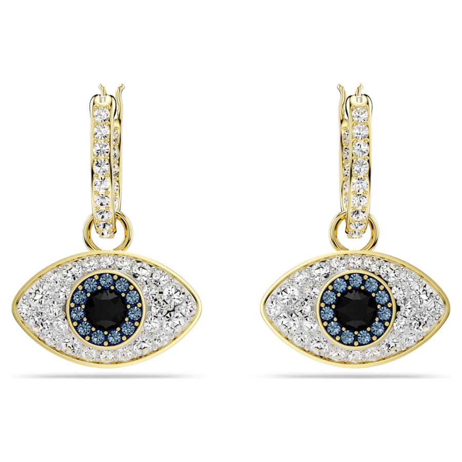 ARETES SWAROVSKI SYMBOLICA OJO TURCO, AZULES, BAÑO TONO ORO