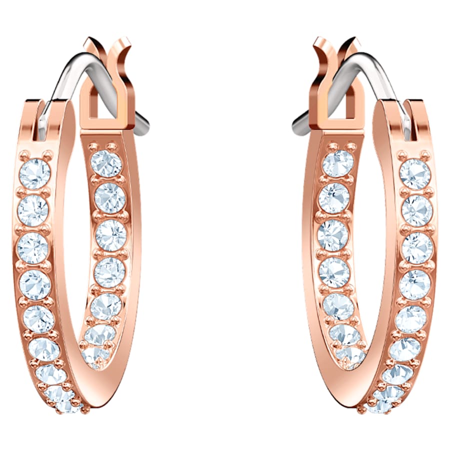 ARETES SWAROVSKI SYMBOLICA OJO TURCO, AZULES, BAÑO TONO ORO ROSA
