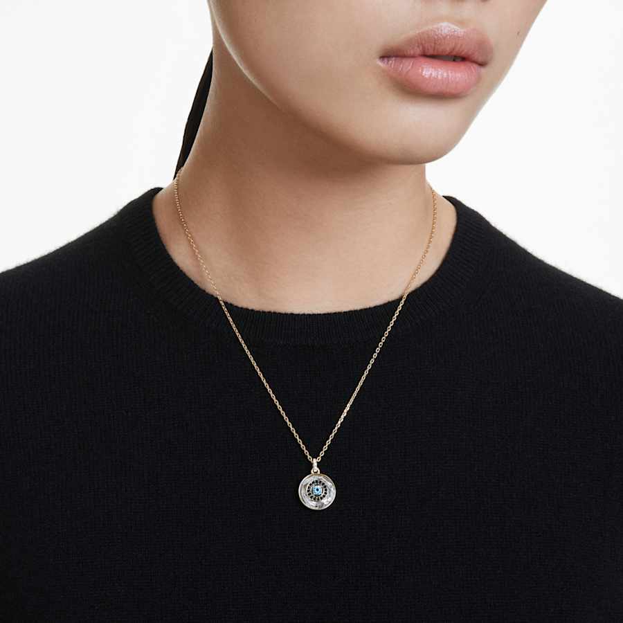 COLLAR SWAROVSKI SYMBOLICA OJO TURCO, PEQUECÑO, MULTICOLOR, BAÑO TONO ORO