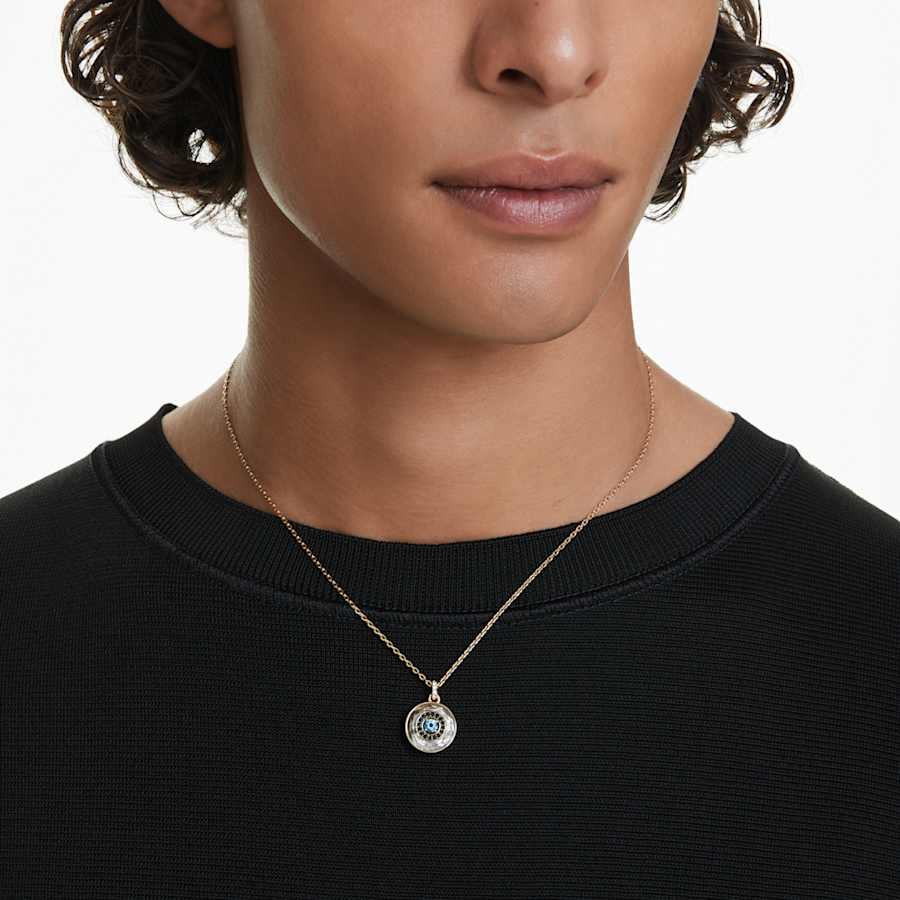 COLLAR SWAROVSKI SYMBOLICA OJO TURCO, PEQUECÑO, MULTICOLOR, BAÑO TONO ORO