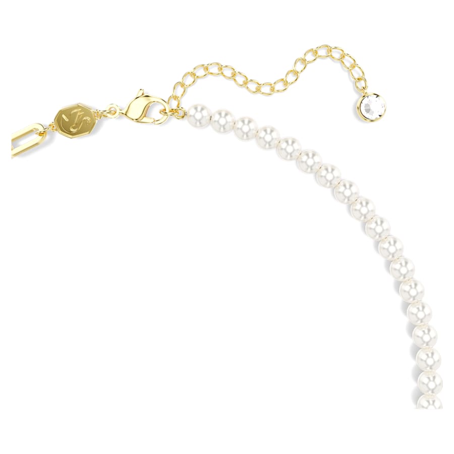 COLLAR SWAROVSKI TEDDY CRYSTAL PEARLS, OSO, MULTICOLOR, BAÑO TONO ORO