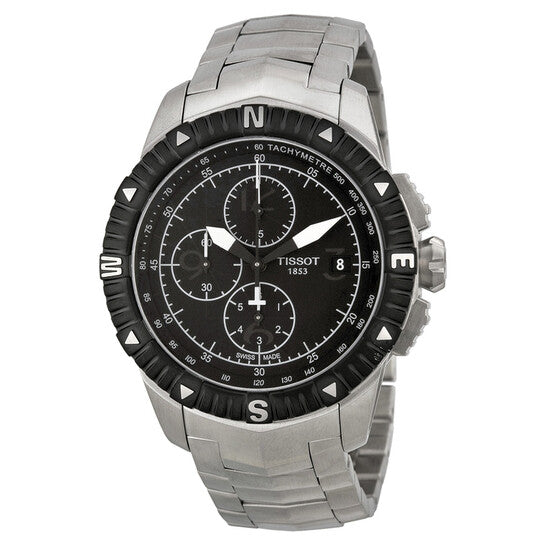 RELOJ TISSOT T-NAVIGATOR, AUTOMCÁTICO, ESFERA NEGRA, BRAZALETE DE ACERO, CRONCÓGRAFO, 44 MM