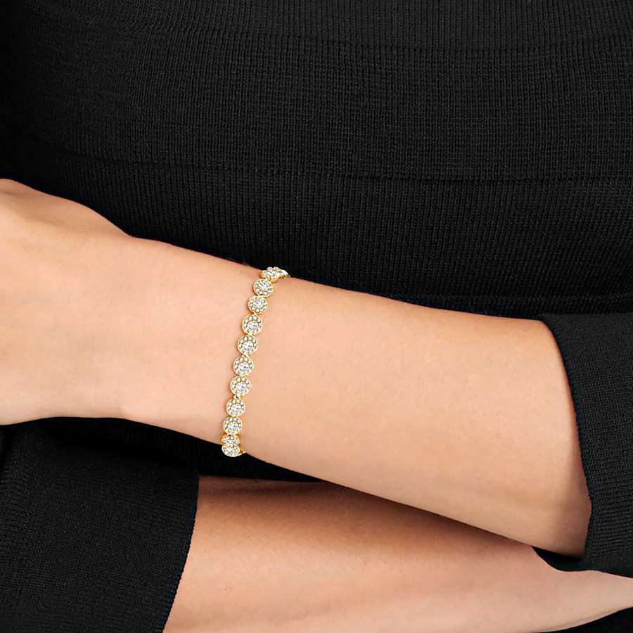 PULSERA SWAROVSKI TENNIS ANGELIC, TALLA REDONDA, CRISTAL, BAÑO TONO ORO