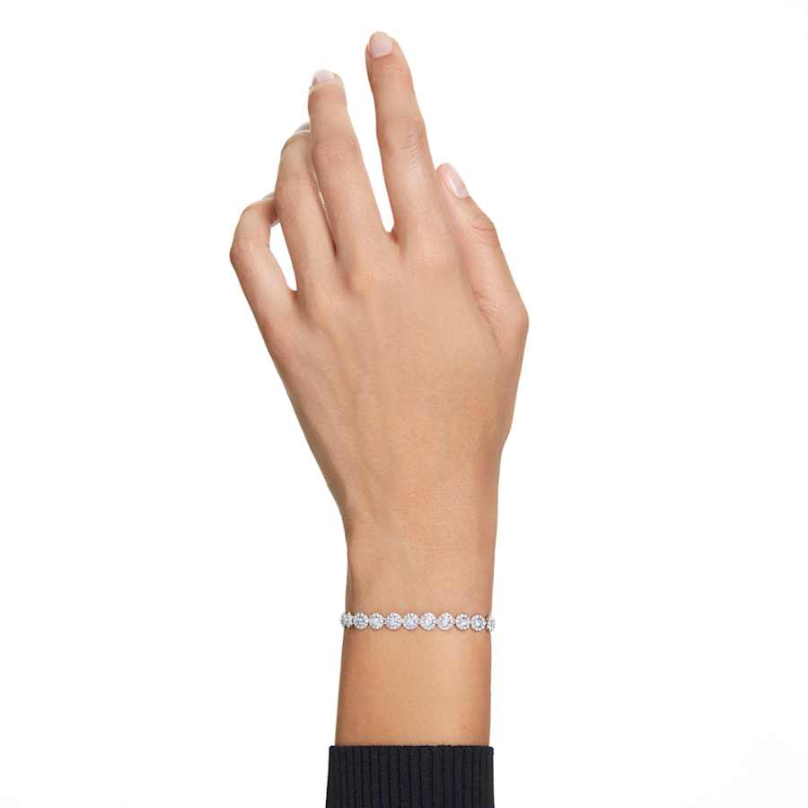 PULSERA SWAROVSKI ANGELIC TENNIS TALLA REDONDA, PEQUECÑA, BLANCA, BAÑO DE RODIO