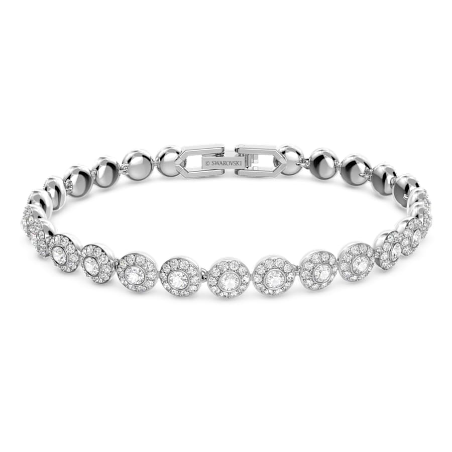 PULSERA SWAROVSKI ANGELIC TENNIS TALLA REDONDA, PEQUECÑA, BLANCA, BAÑO DE RODIO