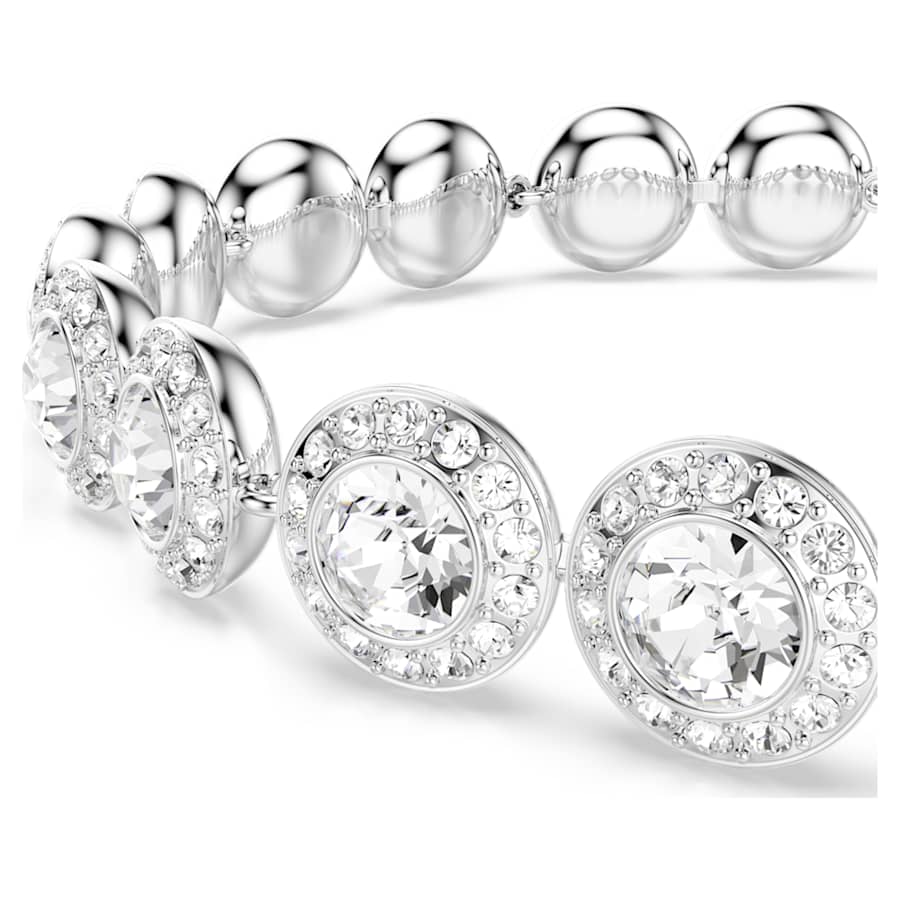 PULSERA SWAROVSKI TENNIS UNA TALLA REDONDA, BLANCA, BAÑO DE RODIO, TALLA M