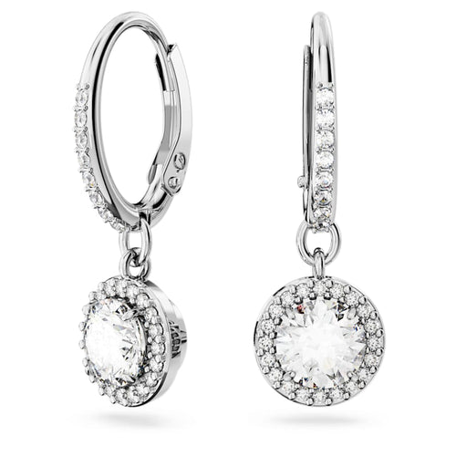 ARETES SWAROVSKI CONSTELLA, TALLA REDONDA, BLANCO, BAÑO DE RODIO