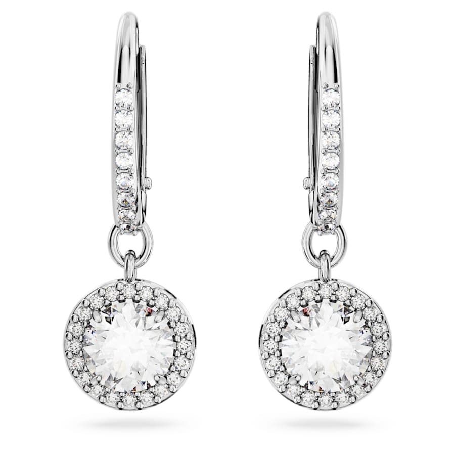 ARETES SWAROVSKI CONSTELLA, TALLA REDONDA, BLANCO, BAÑO DE RODIO
