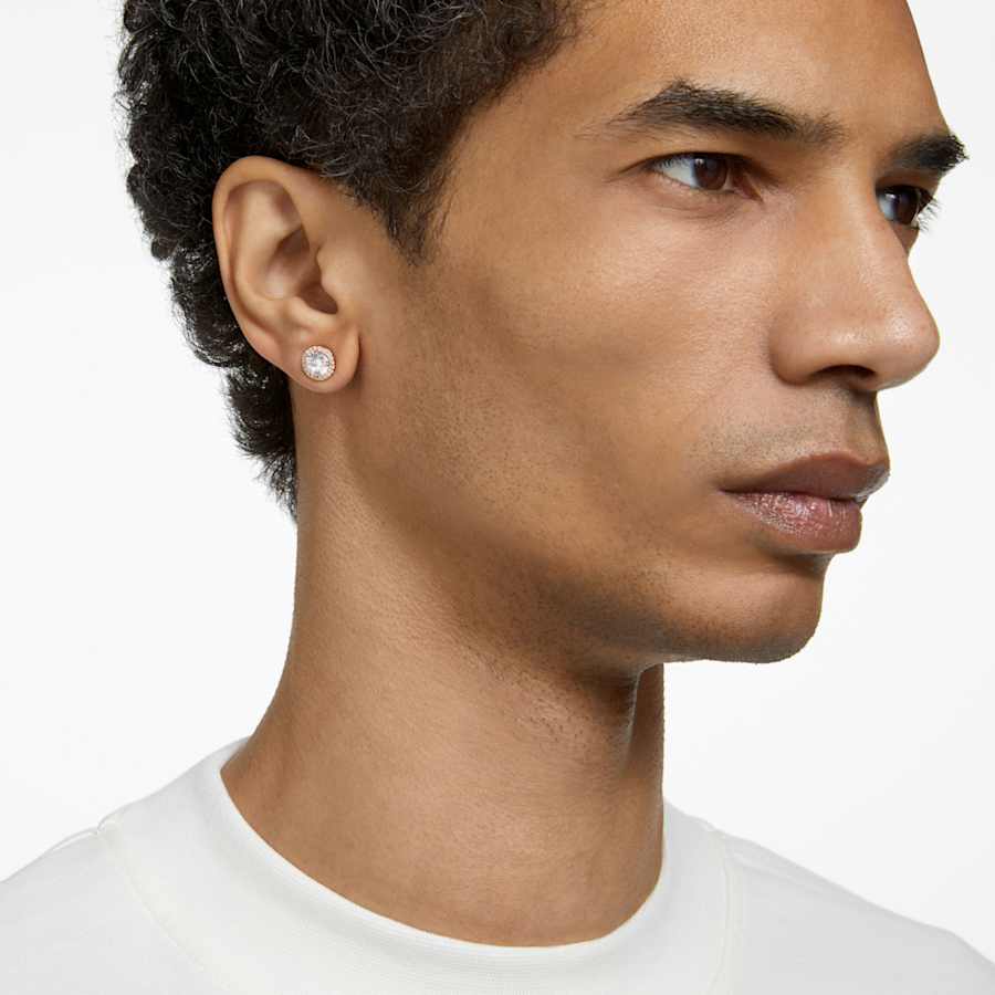 ARETES SWAROVSKI UNA ANGELIC, TALLA REDONDA, BLANCO, BAÑO TONO ORO ROSA