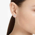 ARETES SWAROVSKI UNA ANGELIC, TALLA REDONDA, BLANCO, BAÑO TONO ORO ROSA