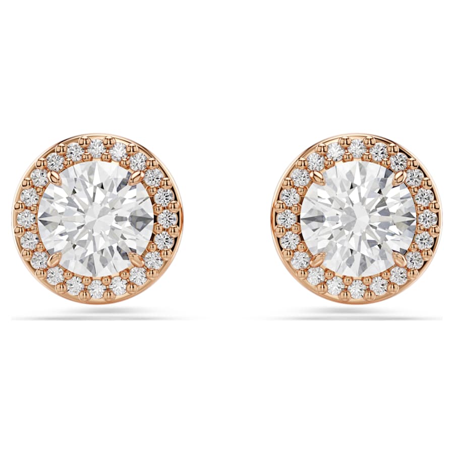 ARETES SWAROVSKI UNA ANGELIC, TALLA REDONDA, BLANCO, BAÑO TONO ORO ROSA