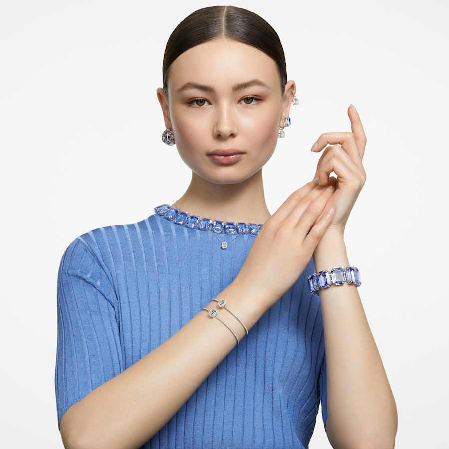 ARETES SWAROVSKI MILLENIA TALLA OCTOGONAL, BLANCO, BAÑO DE RODIO