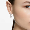 ARETES SWAROVSKI MILLENIA TALLA OCTOGONAL, BLANCO, BAÑO DE RODIO