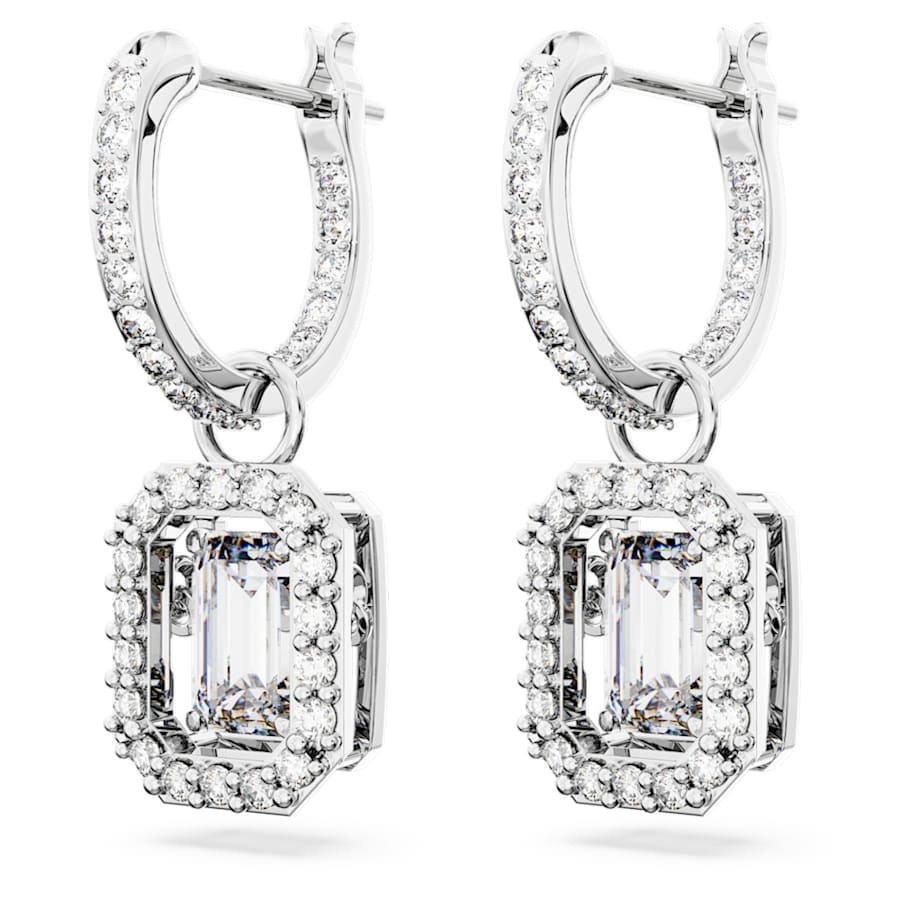 ARETES SWAROVSKI MILLENIA TALLA OCTOGONAL, BLANCO, BAÑO DE RODIO
