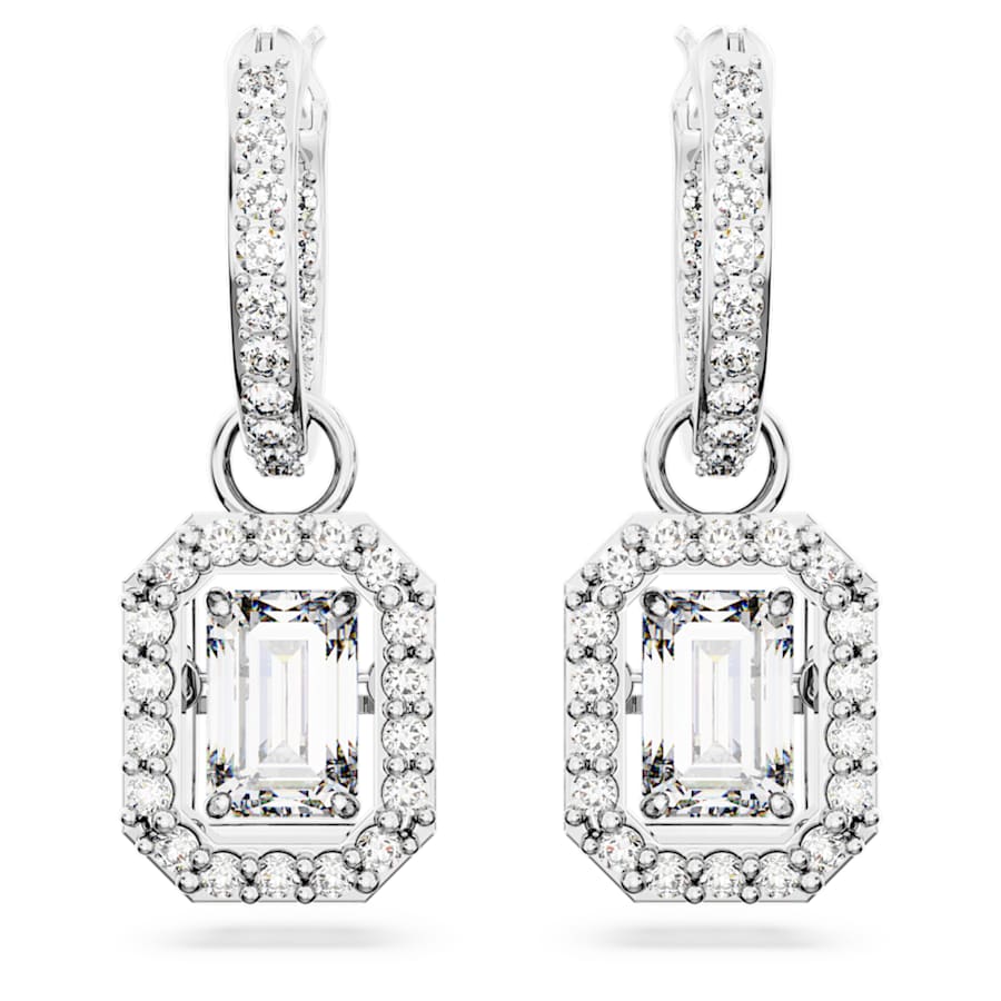 ARETES SWAROVSKI MILLENIA TALLA OCTOGONAL, BLANCO, BAÑO DE RODIO