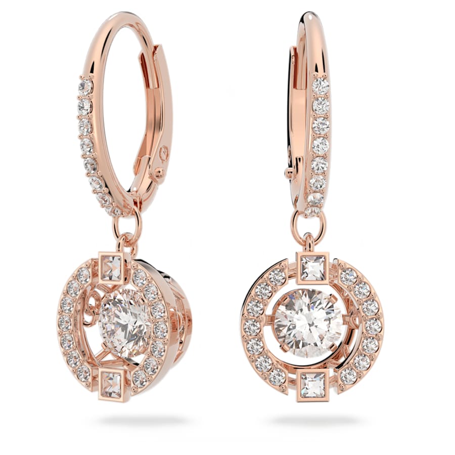 ARETES SWAROVSKI SWAROVSKI SPARKLING DANCE TALLA REDONDA, BLANCO, BAÑO TONO ORO ROSA