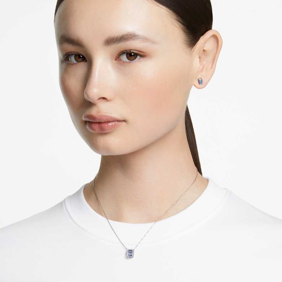 SET SWAROVSKIUNA TALLA OCTOGONAL, AZUL, BAÑO DE RODIO