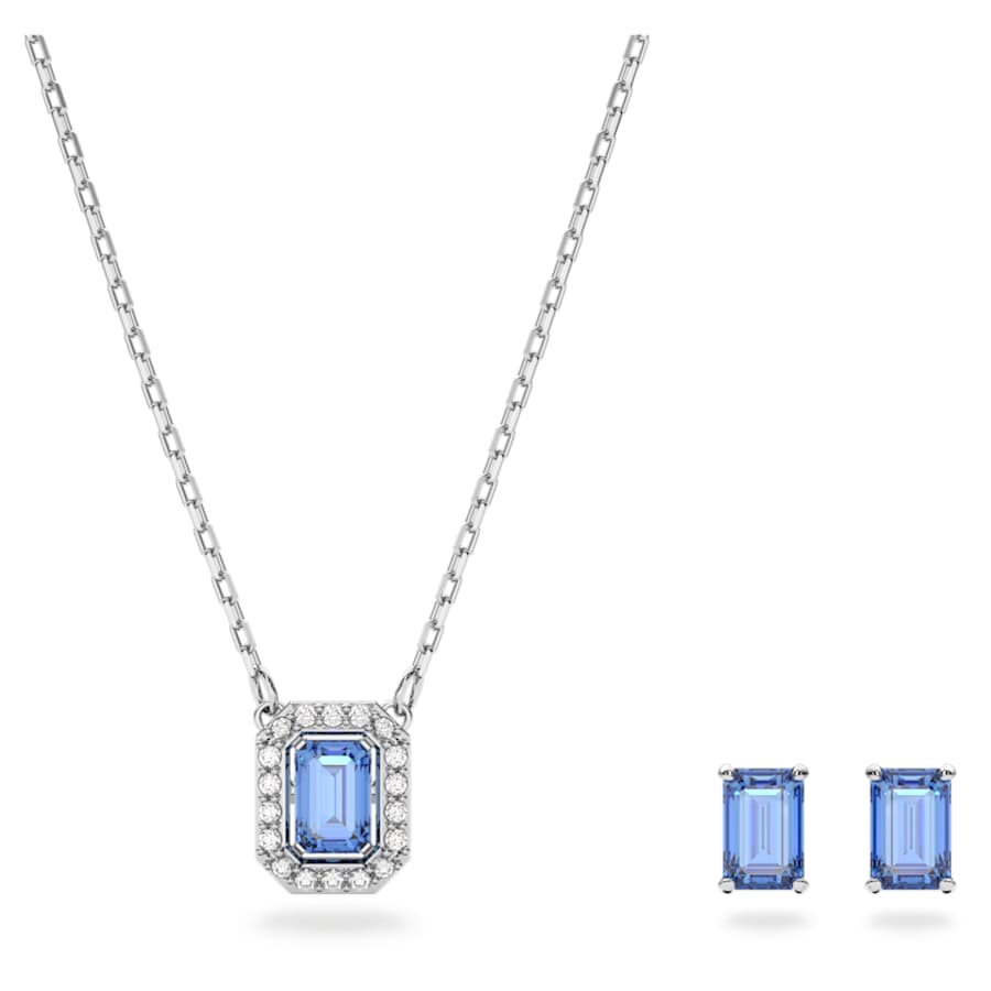 SET SWAROVSKIUNA TALLA OCTOGONAL, AZUL, BAÑO DE RODIO