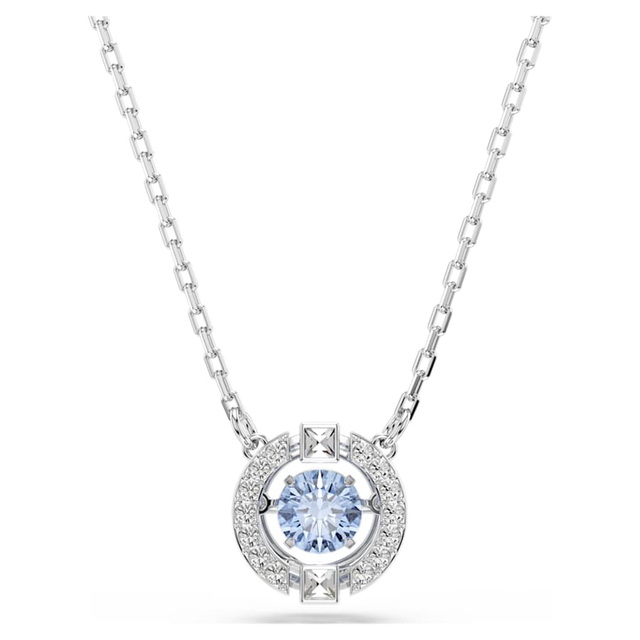 SET SWAROVSKI UNA, REDONDO, AZUL, BAÑO DE RODIO