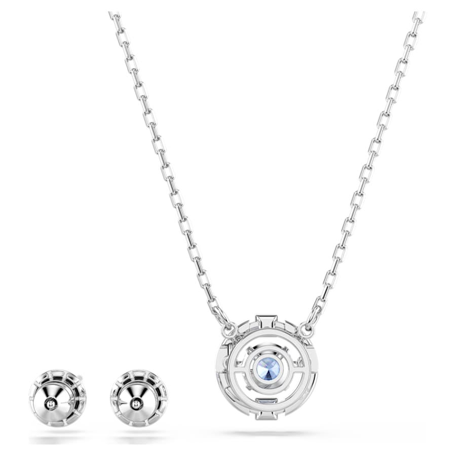 SET SWAROVSKI UNA, REDONDO, AZUL, BAÑO DE RODIO