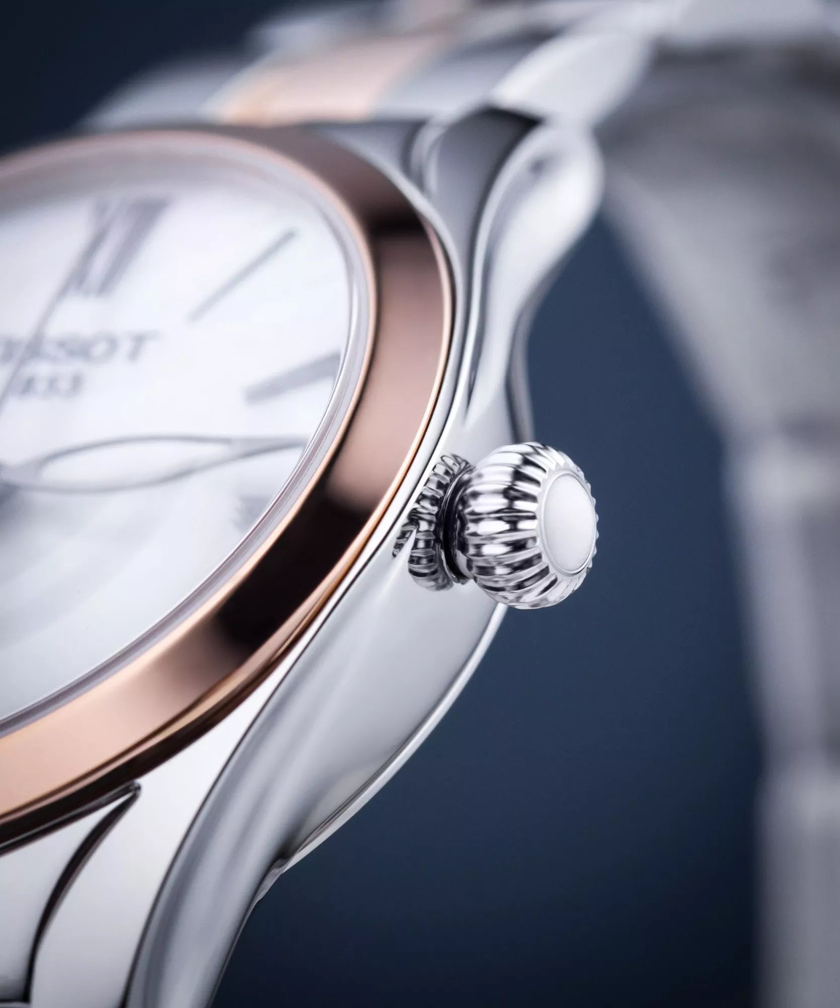 RELOJ TISSOT T-WAVE, CUARZO, ESFERA DE MADRE PERLA BLANCA, BRAZALETE DE ACERO PVD, 30 MM